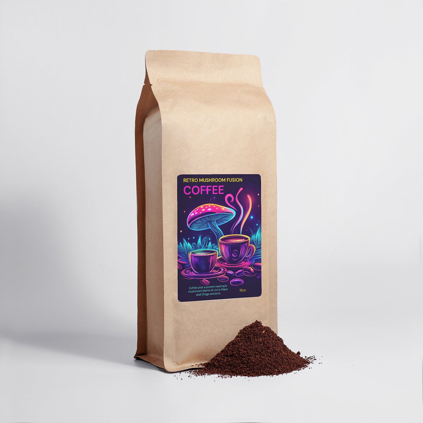 RETRO MUSHROOM COFFEE FUSION - LION’S MANE & CHAGA 16OZ