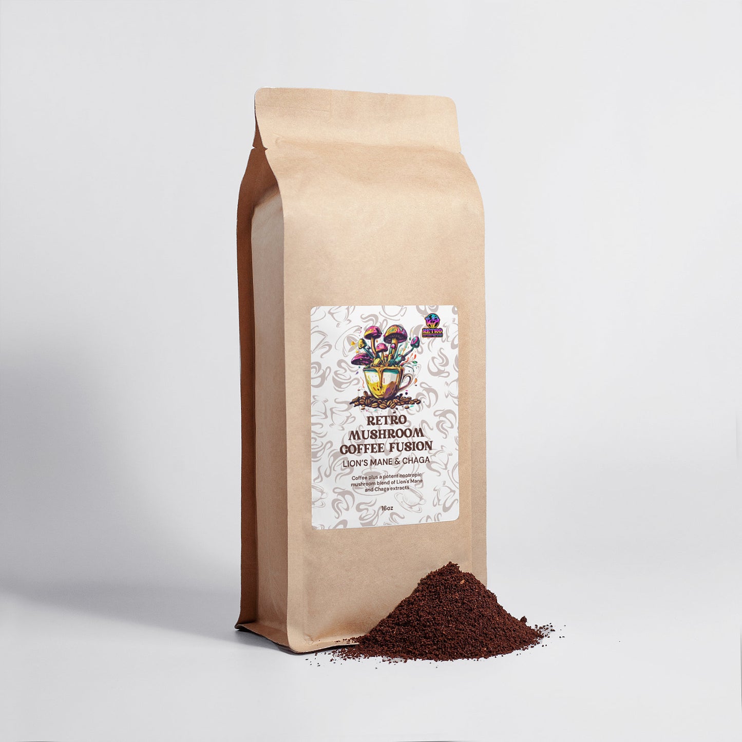 RETRO MUSHROOM COFFEE FUSION - LION’S MANE & CHAGA 16OZ